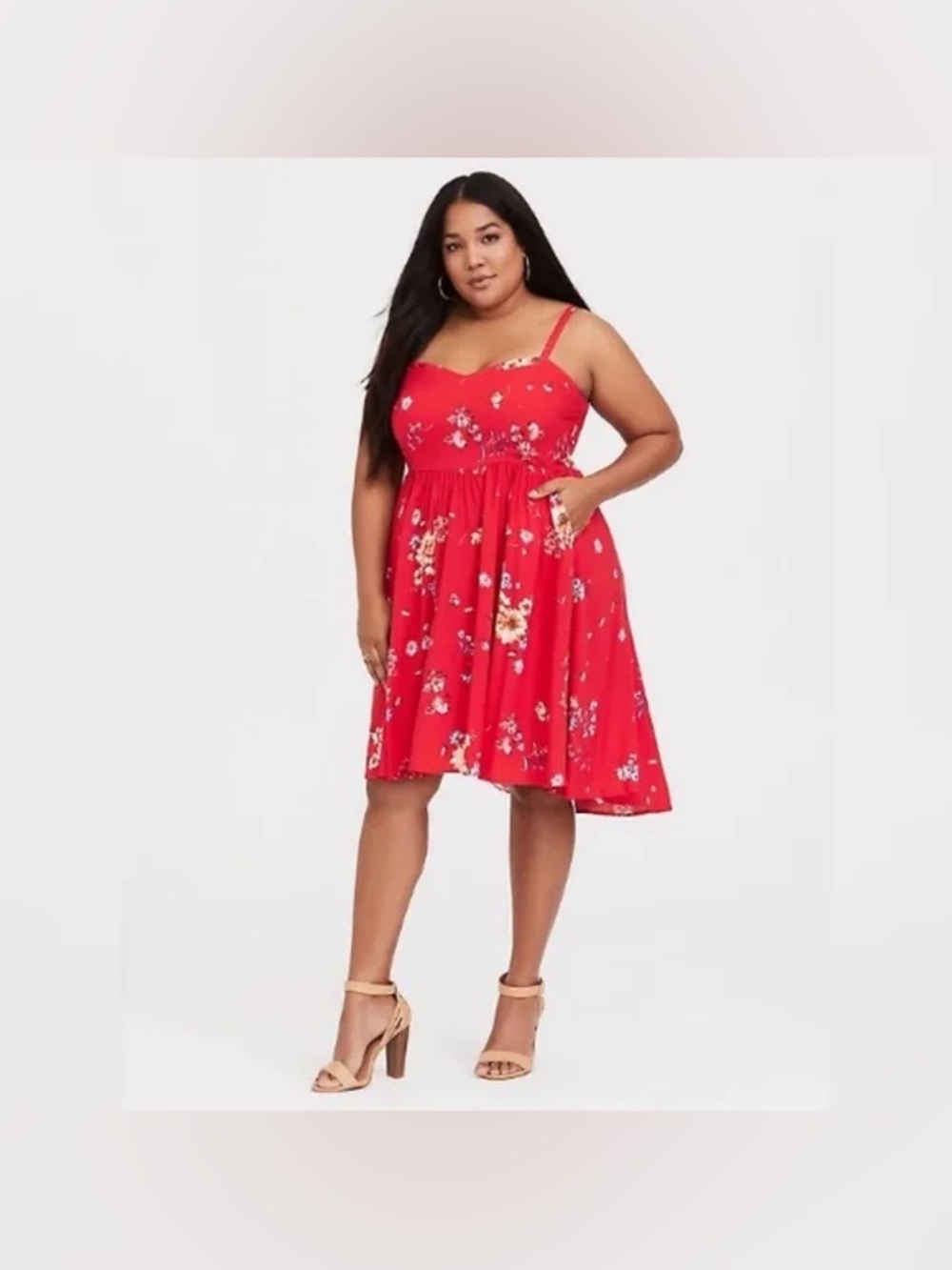 Torrid Challis Floral Hi-Lo Skater Dress Size 00 euc summer pinup style